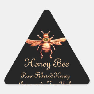GOLD HONEY BIE / BEEKEEPER BEEKEEPING TRIANGLE DREIECKIGER AUFKLEBER