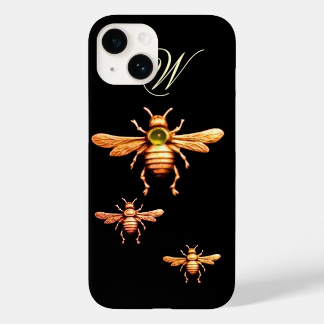 GOLD HONEY BIES, BEEKEEPER MONOGRAMM Black Case-Mate iPhone Hülle (Rückseite)