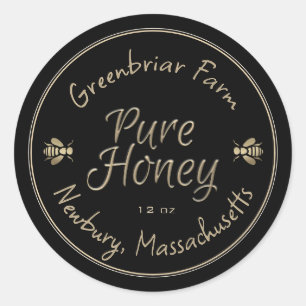 Gold Honeybienen Apiary Name Gold Text Doppelgrenz Runder Aufkleber