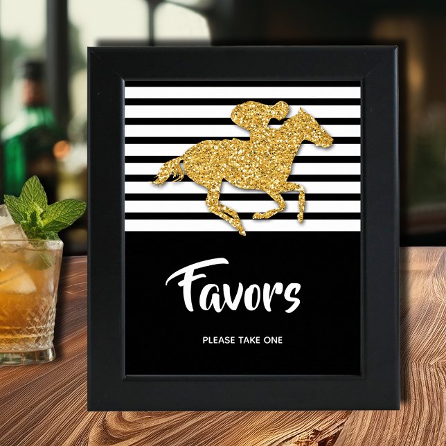 Gold Horse Derby Favorits Poster (Gold racehorse Derby party Favors poster INSTANT DOWNLOAD and/or PRINTED, (frame not included))