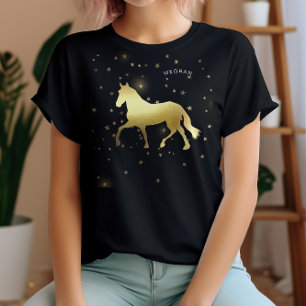 Gold Horse Stars Reittier Monogram T-Shirt