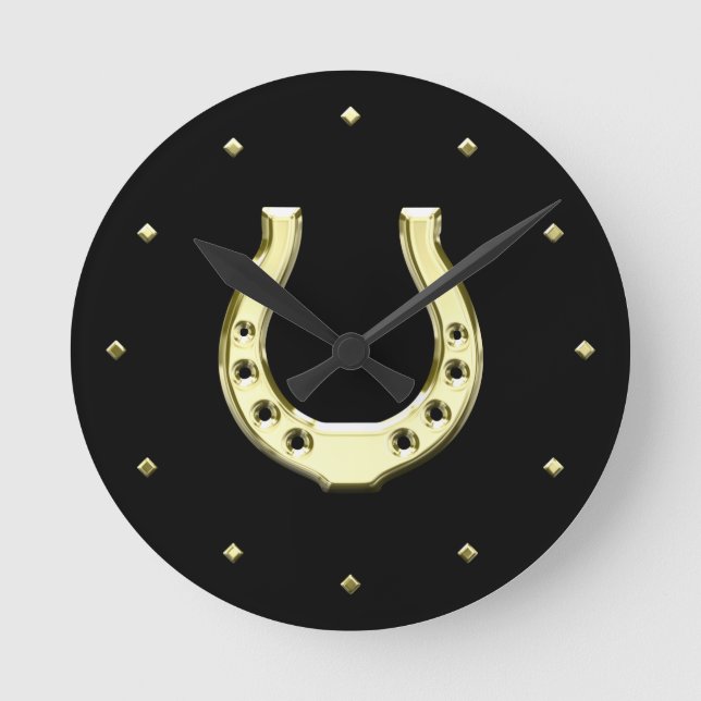 Gold Horseshoe Runde Wanduhr (Vorderseite)