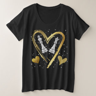 Gold Hört King und Queen Schach Stücke Große Größe T-Shirt