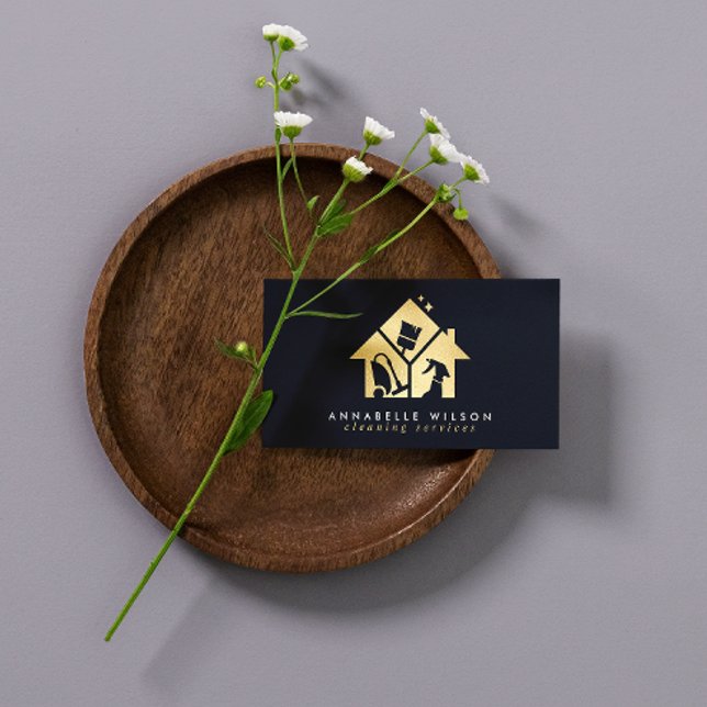 Gold House Clearing Services Business Card Visitenkarte (Von Creator hochgeladen)