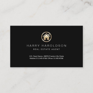 Gold House Icon Real Anwesen Agent Business Card Visitenkarte