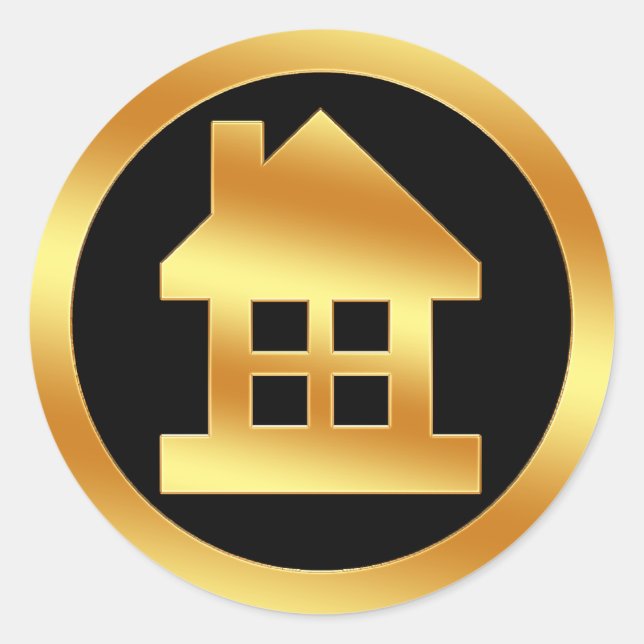 Gold House Icon Runder Aufkleber (Vorderseite)