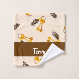 Gold House Keys on Pink Waschlappen