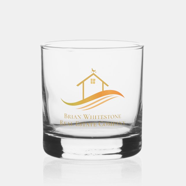 Gold House Logo für Real Anwesen Company Whiskyglas (Vorderseite)