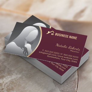 Gold House Logo Real Anwesen Realtor Burgundy Red Visitenkarte