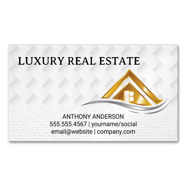 Gold House Logo | Real Estate Logo Magnetische Visitenkarte (Vorderseite)