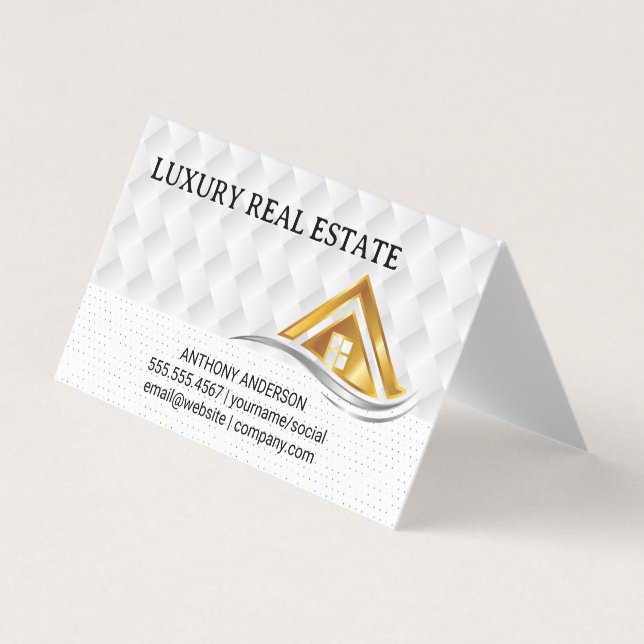 Gold House Logo | Real Estate Logo Visitenkarten (Vorderseite)