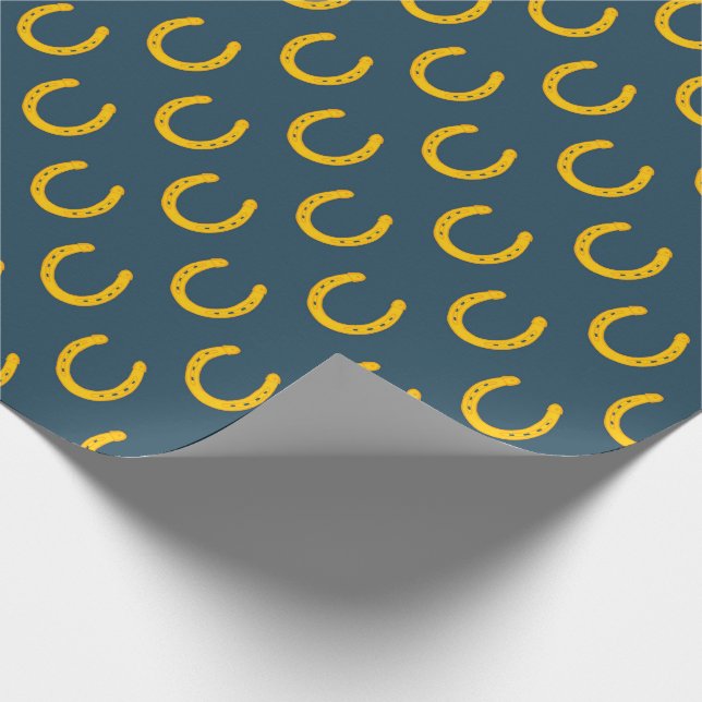 Gold Hufeisen Muster dunkle Hintergrund Geschenkpa Geschenkpapier (Ecke)