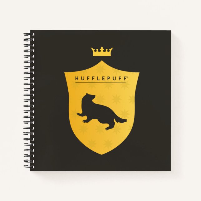 Gold HUFFLEPUFF™ Crowned Crest Notizbuch (Vorderseite)