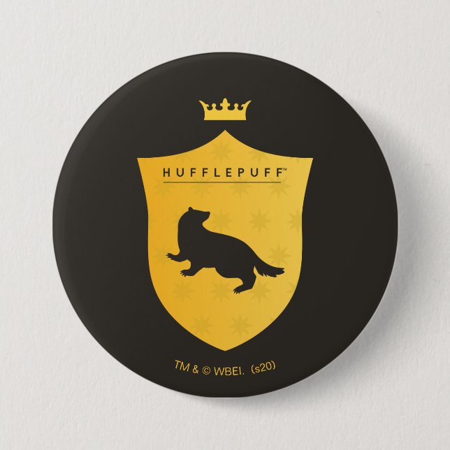 Gold HUFFLEPUFF™ Crowned Wappen Button (Vorderseite)