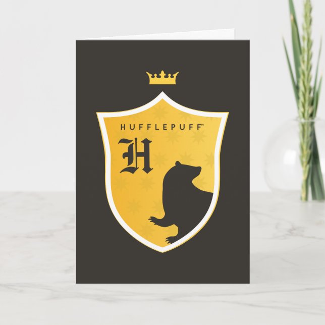 Gold HUFFLEPUFF™ gekröntes gekröntes Wappen Karte (Vorderseite)