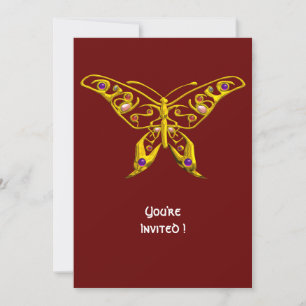 GOLD HYPER BUTTERFLY JEWEL MIT GEMSTONEN Red Einladung