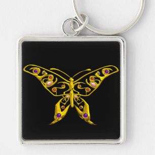 GOLD HYPER BUTTERFLY JEWEL MIT GEMSTONEN, schwarz Schlüsselanhänger