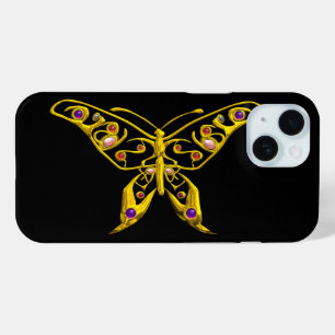 GOLD HYPER BUTTERFLY MIT GEMSTONEN Black iPhone 15 Hülle