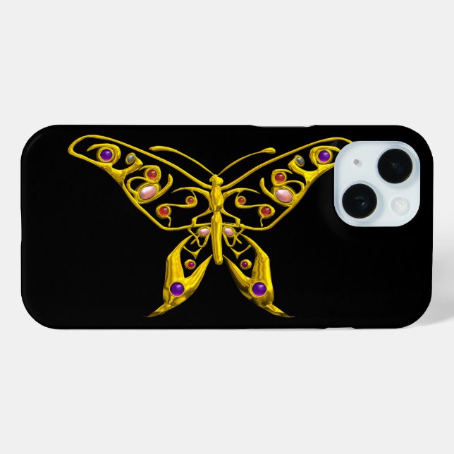 GOLD HYPER BUTTERFLY MIT GEMSTONEN Black Case-Mate iPhone Hülle (Rückseite (Horizontal))