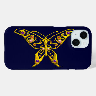 GOLD HYPER BUTTERFLY MIT GEMSTONEN, blau iPhone 15 Hülle
