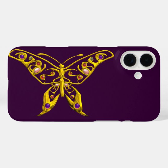GOLD HYPER BUTTERFLY MIT GEMSTONEN, Lila Case-Mate iPhone Hülle (Rückseite (Horizontal))