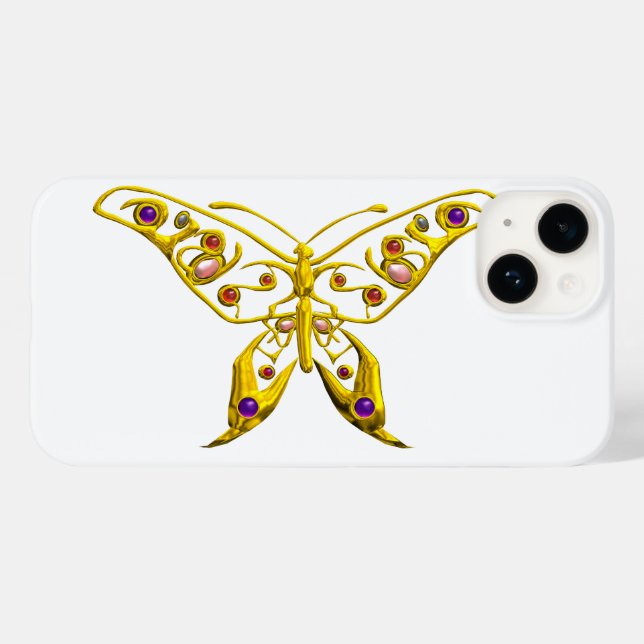 GOLD HYPER BUTTERFLY MIT GEMSTONEN White Case-Mate iPhone Hülle (Rückseite (Horizontal))