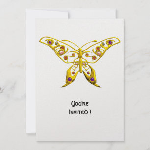 GOLD HYPER BUTTERFLY MIT GEMSTONEN White Einladung