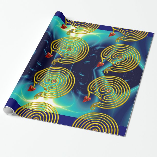 GOLD HYPER LABYRINTH, AQUAMARIN AQUA BLAUE LIGHT W GESCHENKPAPIER (Ungerollt)
