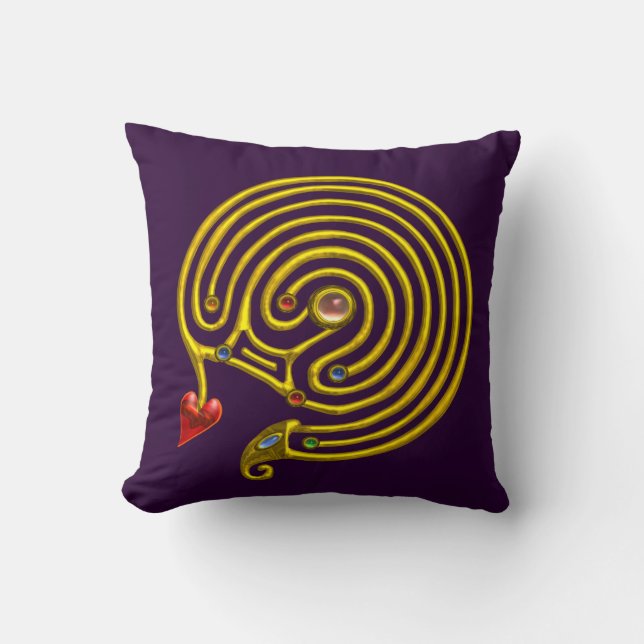 GOLD HYPER LABYRINTH, gelb Lila Kissen (Vorderseite)