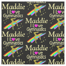 GOLD I LIEBE GYMNASTICS PERSONALISIERT FABRIC