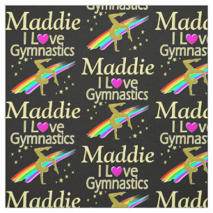 GOLD I LIEBE GYMNASTICS PERSONALISIERT FABRIC STOFF