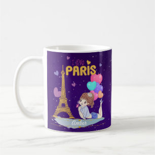 Gold I Liebe Paris Eiffelturm          Kaffeetasse