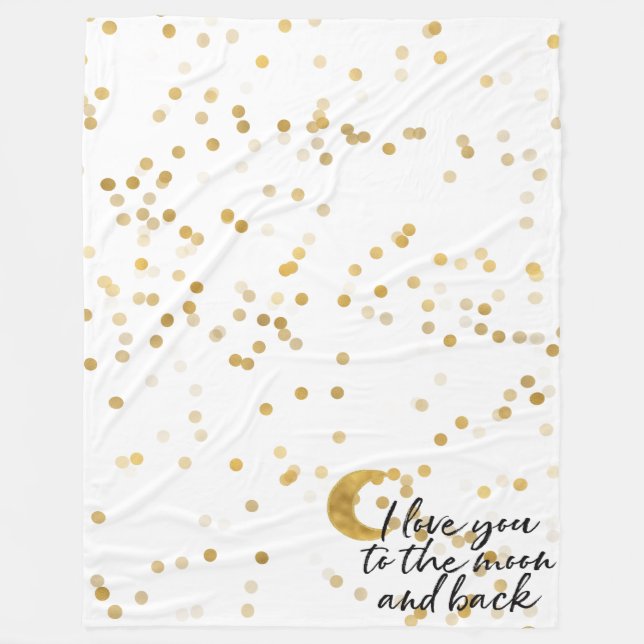 Gold I Liebe Sie zum Mond Confetti Fleecedecke (Vorderseite)