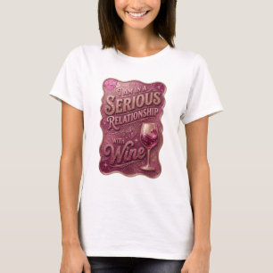 Gold ICH BIN IN EINER ERNSTEN BEZIEHUNG MIT WEIN v T-Shirt