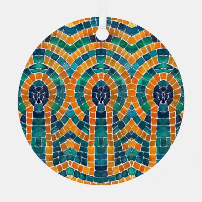 GOLD ICONS MOSAIC Metal Circle Ornament (Vorderseite)