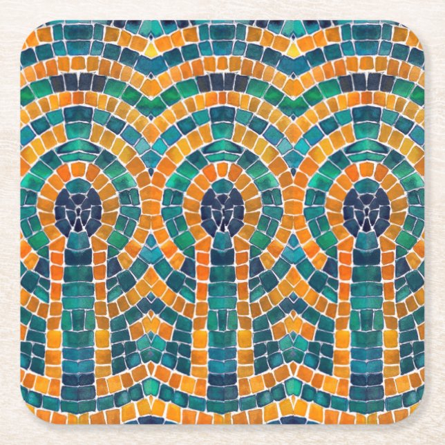 GOLD ICONS MOSAIC Square Paper Untersetzer (Vorderseite)