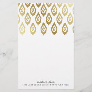 Gold Ikat   Personalisierte Stationierung Briefpapier