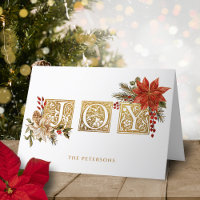Gold Illuminated Joy Block Letters w/Poinsettias