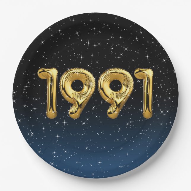 Gold im Jahr 1991 Ballons in der Stars-Papierplatt Pappteller (Vorderseite)