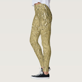 Gold-Imitat Metallische Edelstein-Leggings Leggings