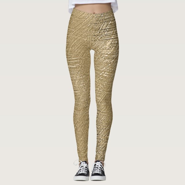 Gold-Imitat Schimmermatt-Leggings, texturiert Leggings (Vorderseite)