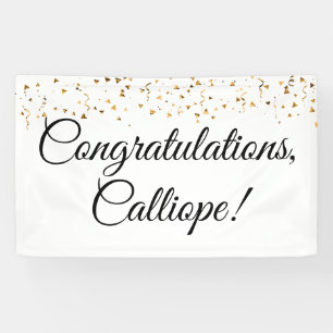 Gold Imitate Confetti Black and White Herzlichen G Banner