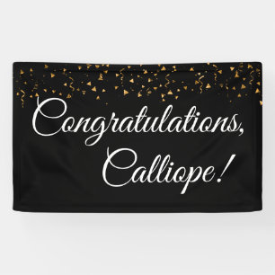 Gold Imitate Confetti White zu Black Gratulationen Banner