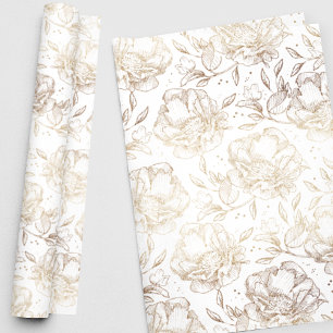 Gold Imitate Elegante handgezeichnete Florals Hoch Geschenkpapier