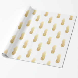 Gold-Imitate Foil Ananas-Muster Geschenkpapier