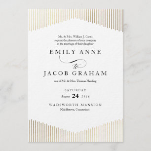 Gold Imitate Foil Angles Art Deco Hochzeit Einladu Einladung