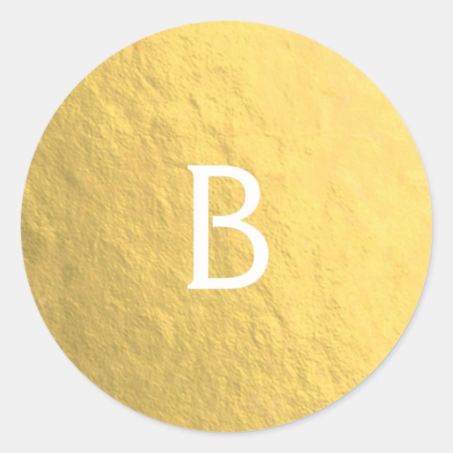 Gold Imitate Foil Elegante Moderne Glam Monogram C Runder Aufkleber (Vorderseite)