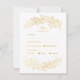 Gold Imitate Foil Rokoko Meal Choice RSVP Card