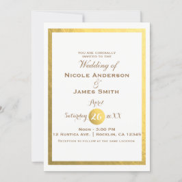 Gold Imitate Foil White Einladung