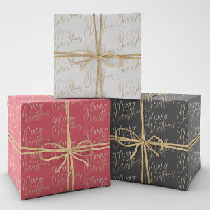 Gold Imitate Frohe Weihnachten Geschenkpapier Set